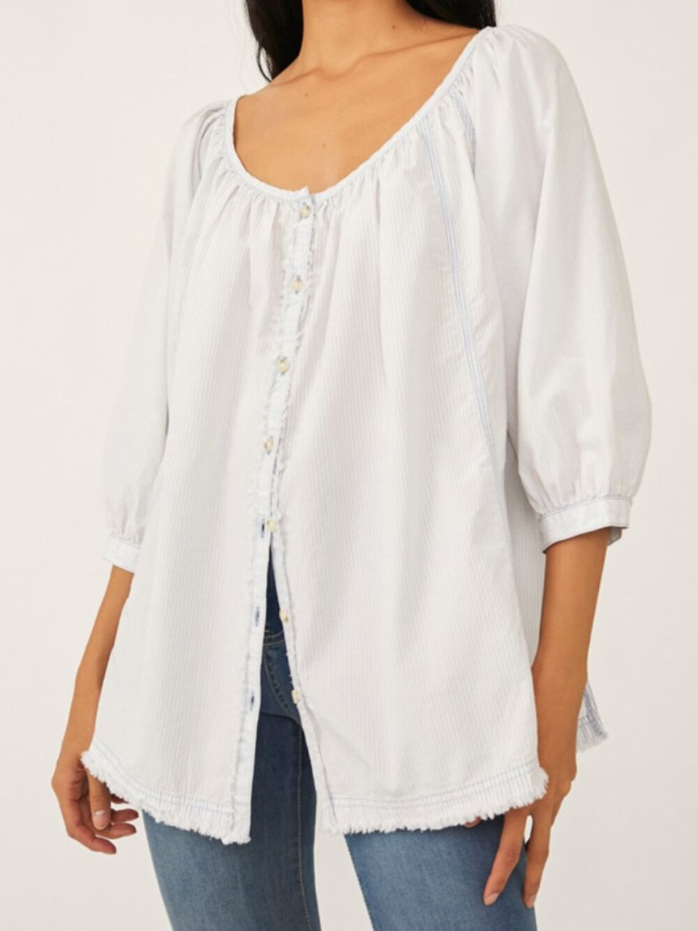 ☀️ Free People We The Free Oxford Swing Striped Tunic Top S